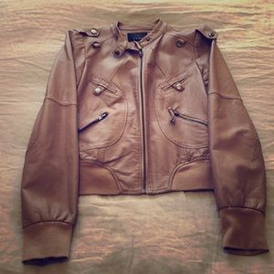 Blush faux leather bomber jacket